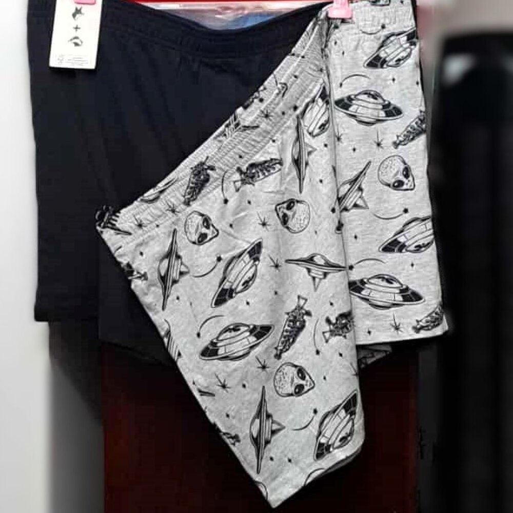 NWT Fox & Badger Men's Space Print Knit Sleep Shorts 2-Pack - Size L